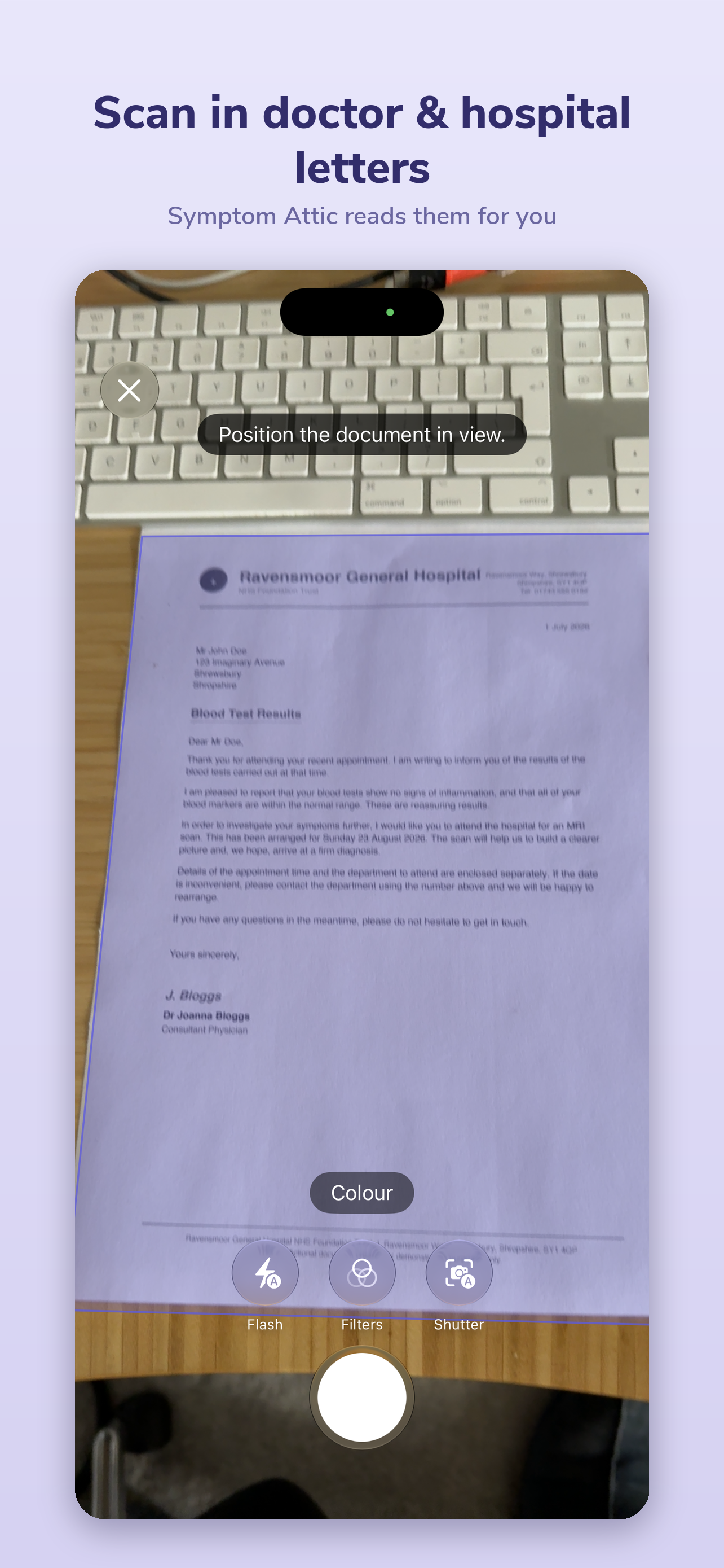 Scan in doctor and hospital letters — Symptom Attic reads them for you